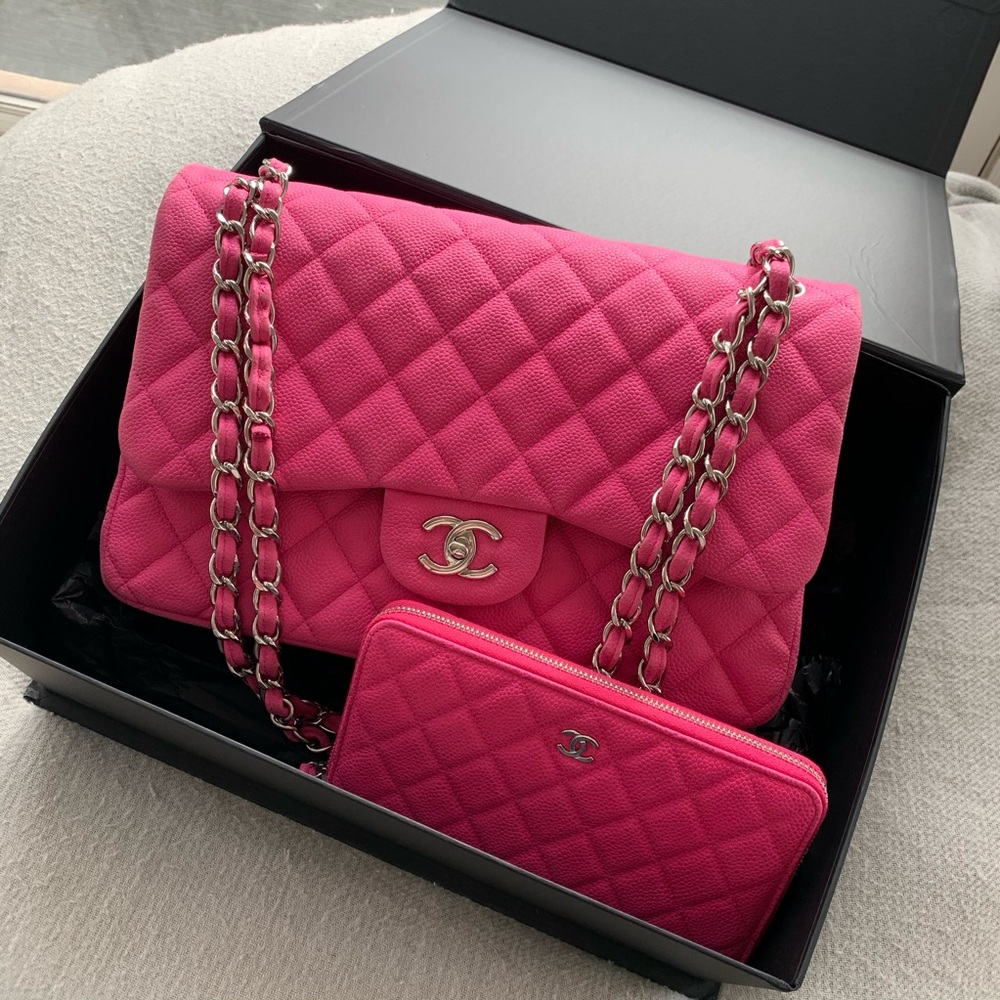 Chanel Pink Caviar Jumbo Double Flap and Wallet - Picture 1 of 8